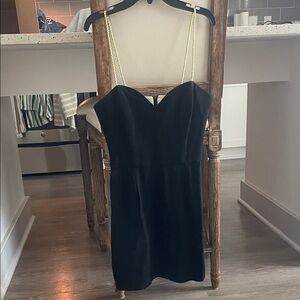 Naven Black Strapless Dress with Gold Straps